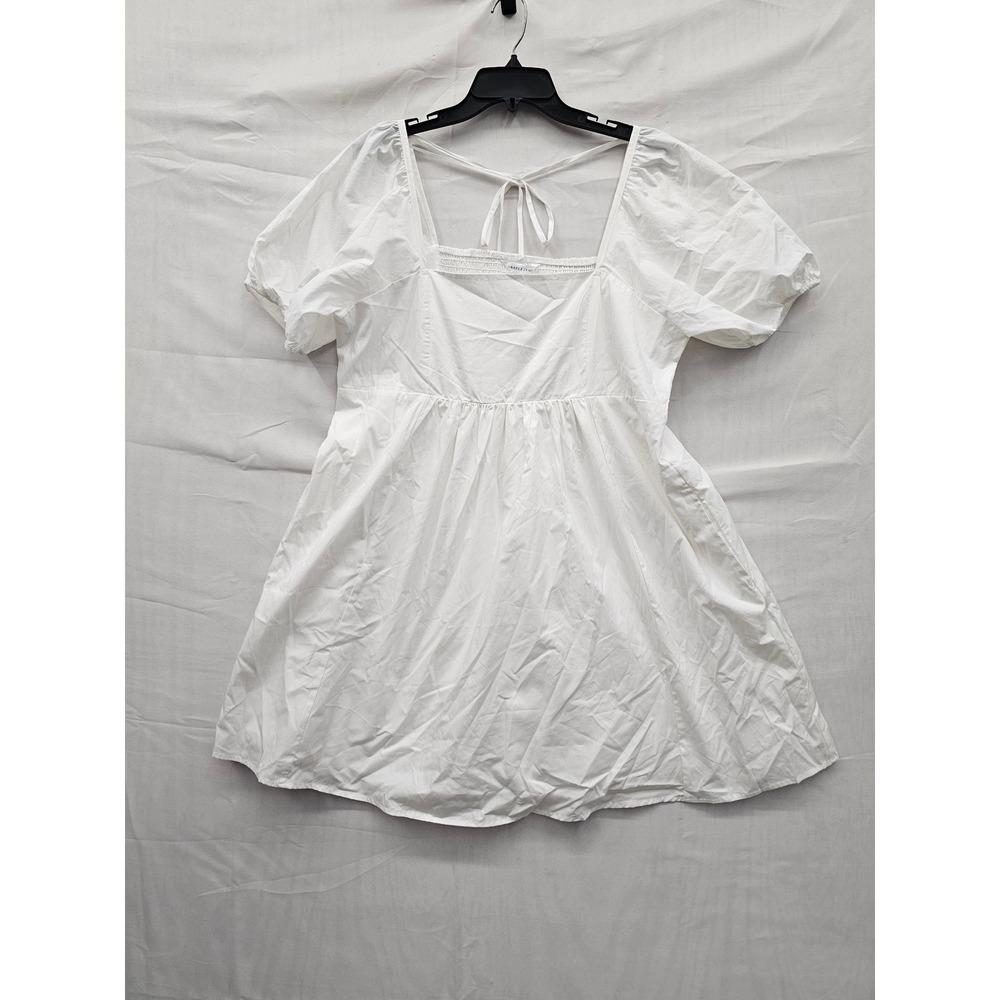 Draper James Womens Puff Short Sleeve Square Neck Dress White Cotton Size XL
